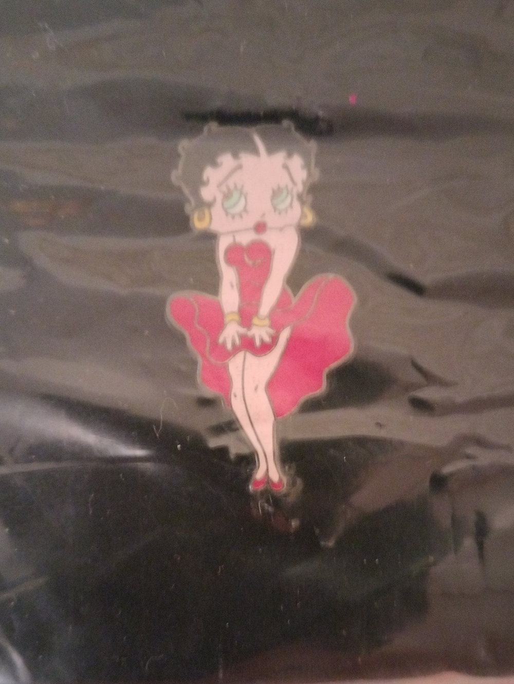 Betty Boop Pink Dress Sticker on Black Background
